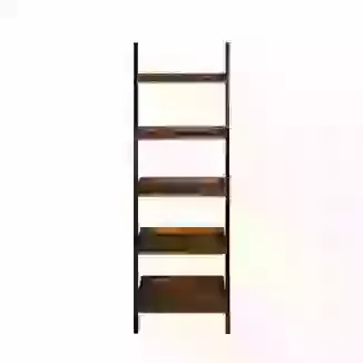 5 Shelf Ladder Bookcase Oiled Oak with Black Painted Side Rails